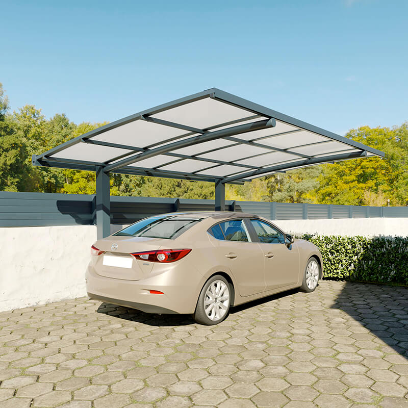 installation d'un carport autoporté design cintré et toit polycarbonate sur Evreux