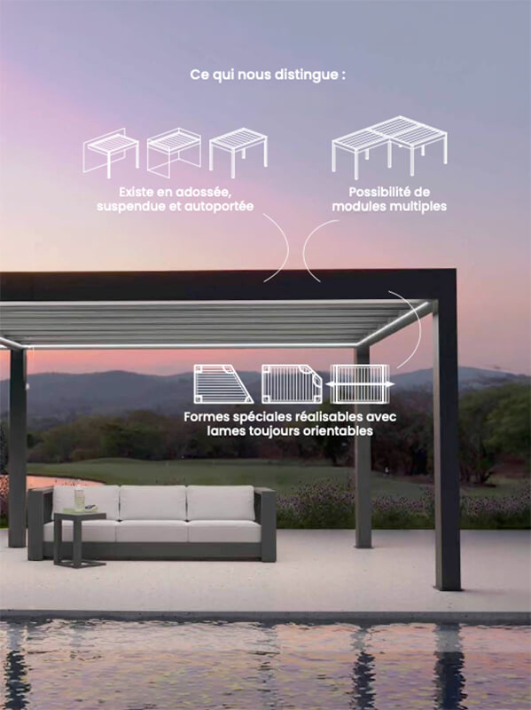 différentes solutions modulaires et extensibles pour les pergolas