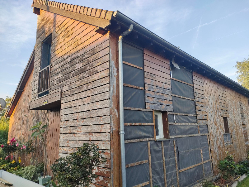 isolation thermique par l'extérieur à Rohaire, bardage sur la façade